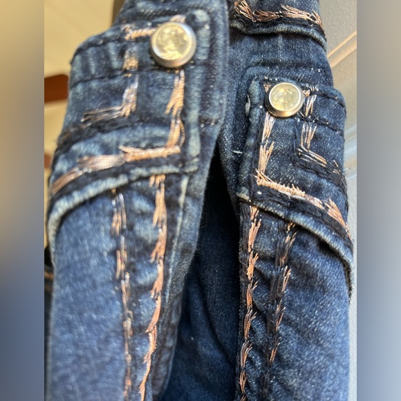 Miss me blue jeans super stretch gold thread and crystal heavy metal buttons - Picture 3 of 8
